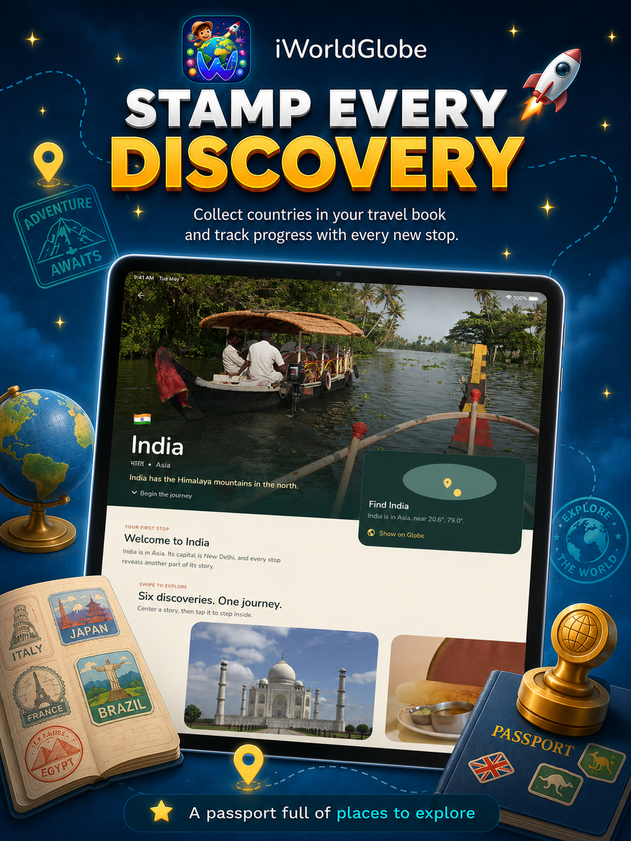 iWorldGlobe passport on iPad